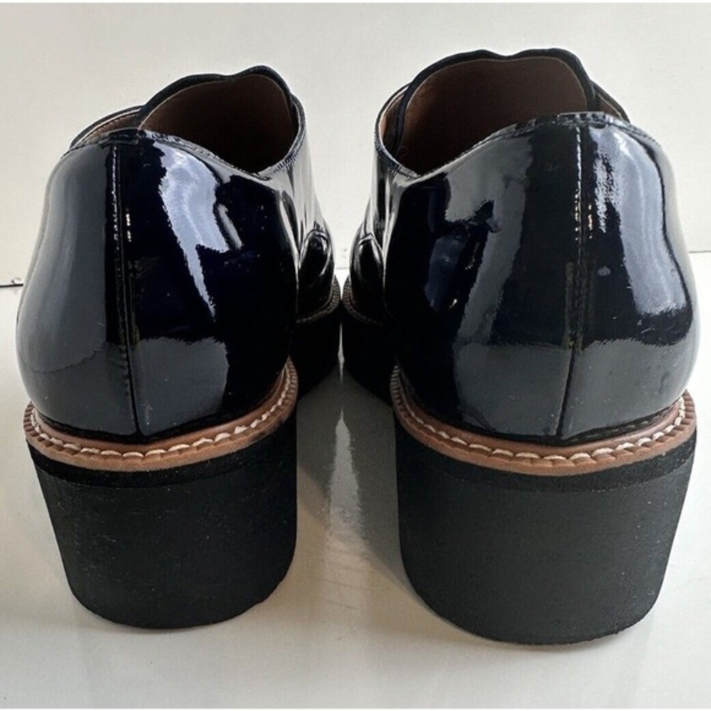 Halogen Haemma-Lea Navy Patent Leather Monk Strap Platform Loafers 11M 45-03‎ - Picture 8 of 15